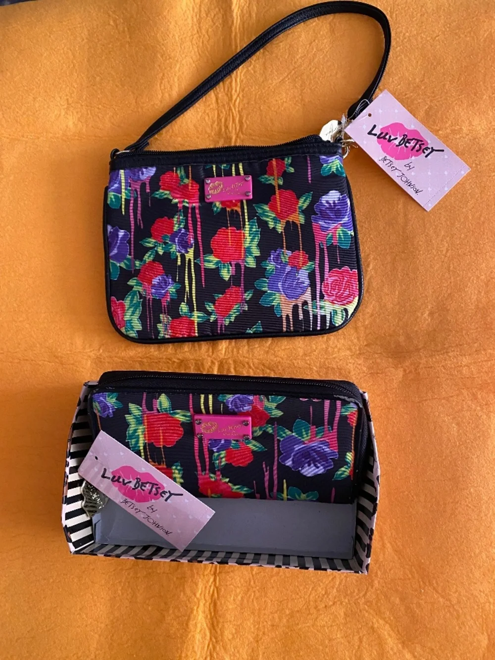 Luv Betsey zip around wallet & wristlet rose collection